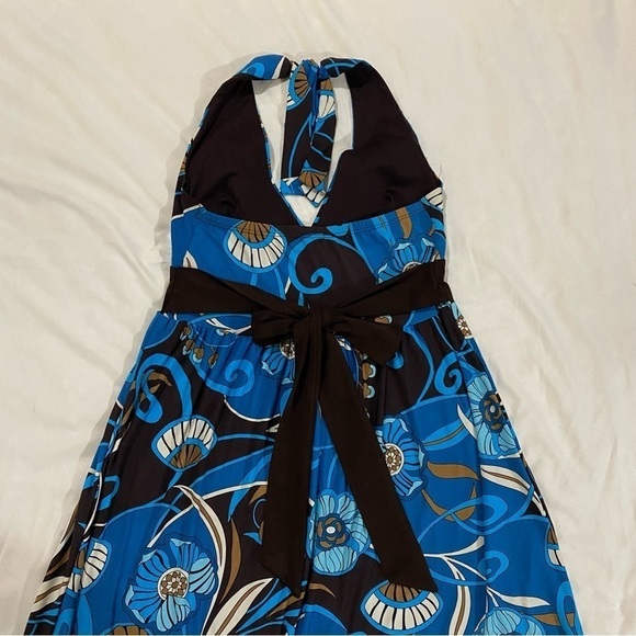 Le Chateu Maxi blue low back summer beach casual party long floral boho dress - Picture 4 of 6